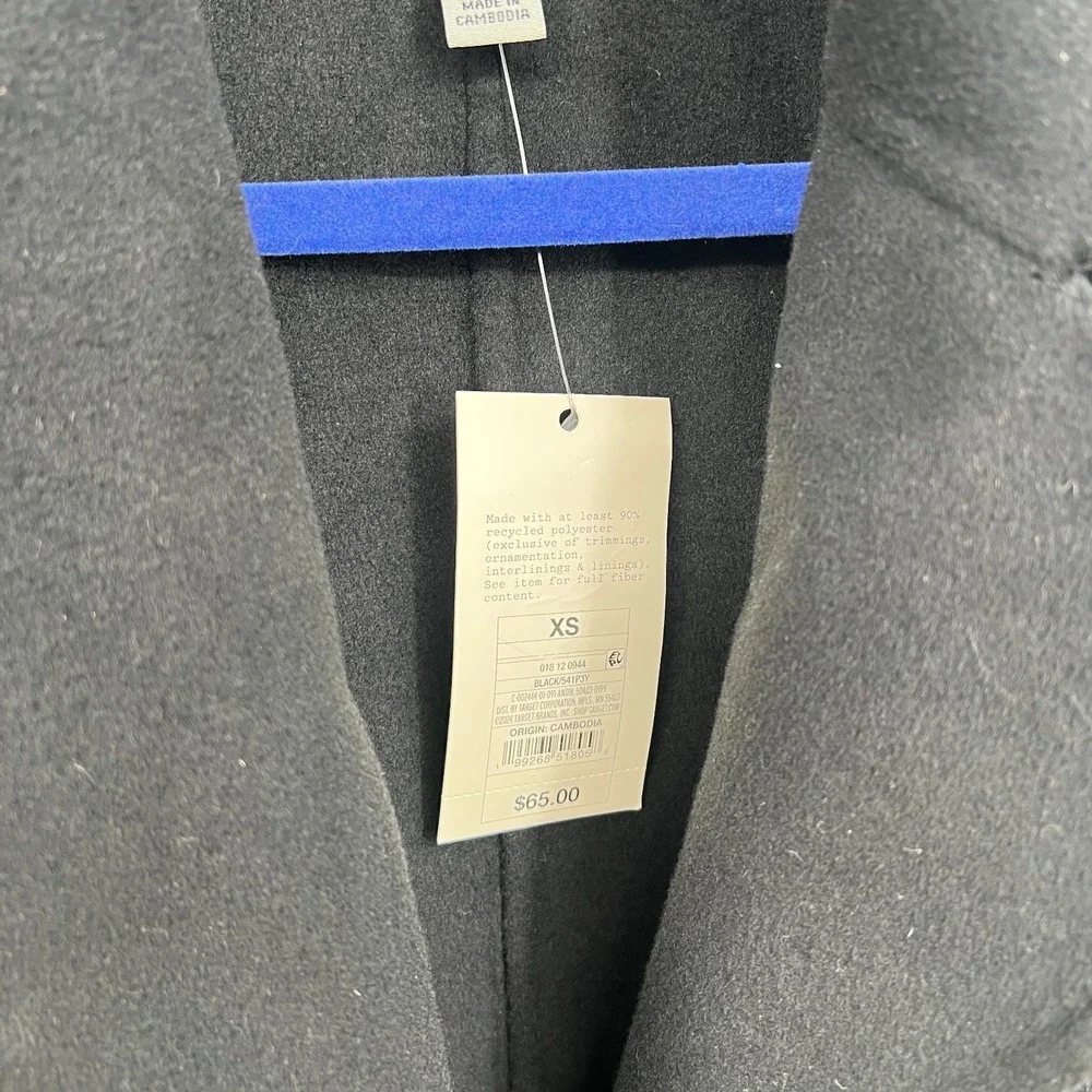 NWT A New Day black felt trench coat jacket Fall BTS jacket minimalist XS